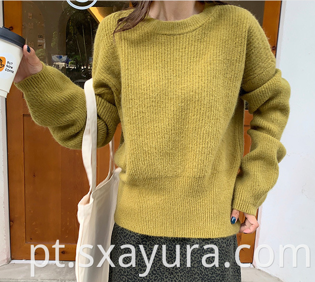 Winter puff sleeve crew neck sweater